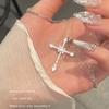 Summer Black Rhinestone Cross Jesus Pendant Choker Necklace for Women Punk Vintage Double Layers Chain Neck Boho Jewelry