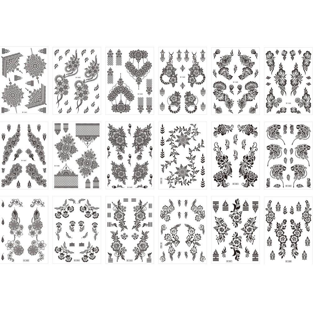 India Mehndi Flower Henna Temporary Tattoo Body Art Sticker Finger Hand Legs Arm