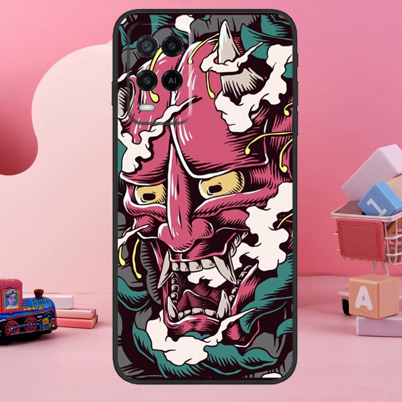 Японский чехол-маска Хання Они для Oppo A74 A94 A54 A17 A57 A77 A76 A16 A96 A18 A60 A80 A40 A38 A58 A78 A98 A15 A5 Pro
