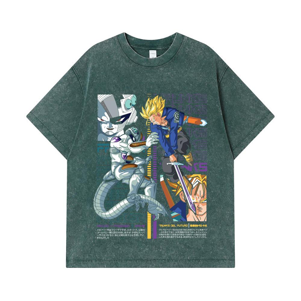 275 GSM Washed T-shirts 100% Cotton Dragon Ball V50 Trunks Freeza Print Unisex Heavy Cotton T Shirt
