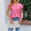 Fashionable And Elegant Casual V-neck Chiffon Ruffled Short-sleeved Top