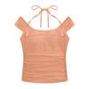 (Modal cotton) Sexy Spice Girl Short Sleeve T-Shirt Cross Neck Tights Pleated Chic Top