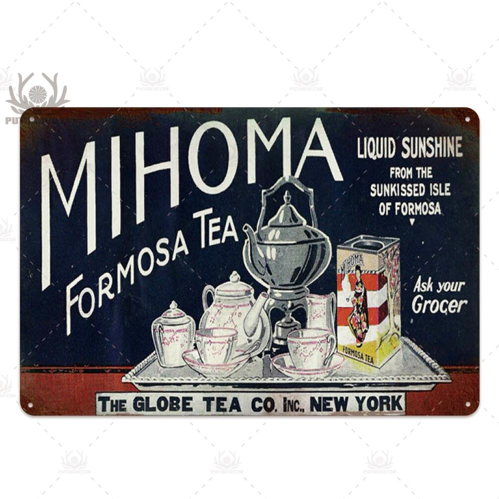 Tea Sign Metal Sign Plaque Metal Vintage Shabby Chic Tin Sign Metal Poster Decorative Iron Plate Kitchen Wall Decor