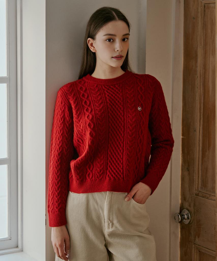 SWEET SOUP Cable Emblem Point Knit (Wbblkf3)