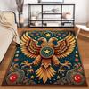 Golden Double Eagle on Teal Rug Non-slip rug suitable for living room and bedroom sofas