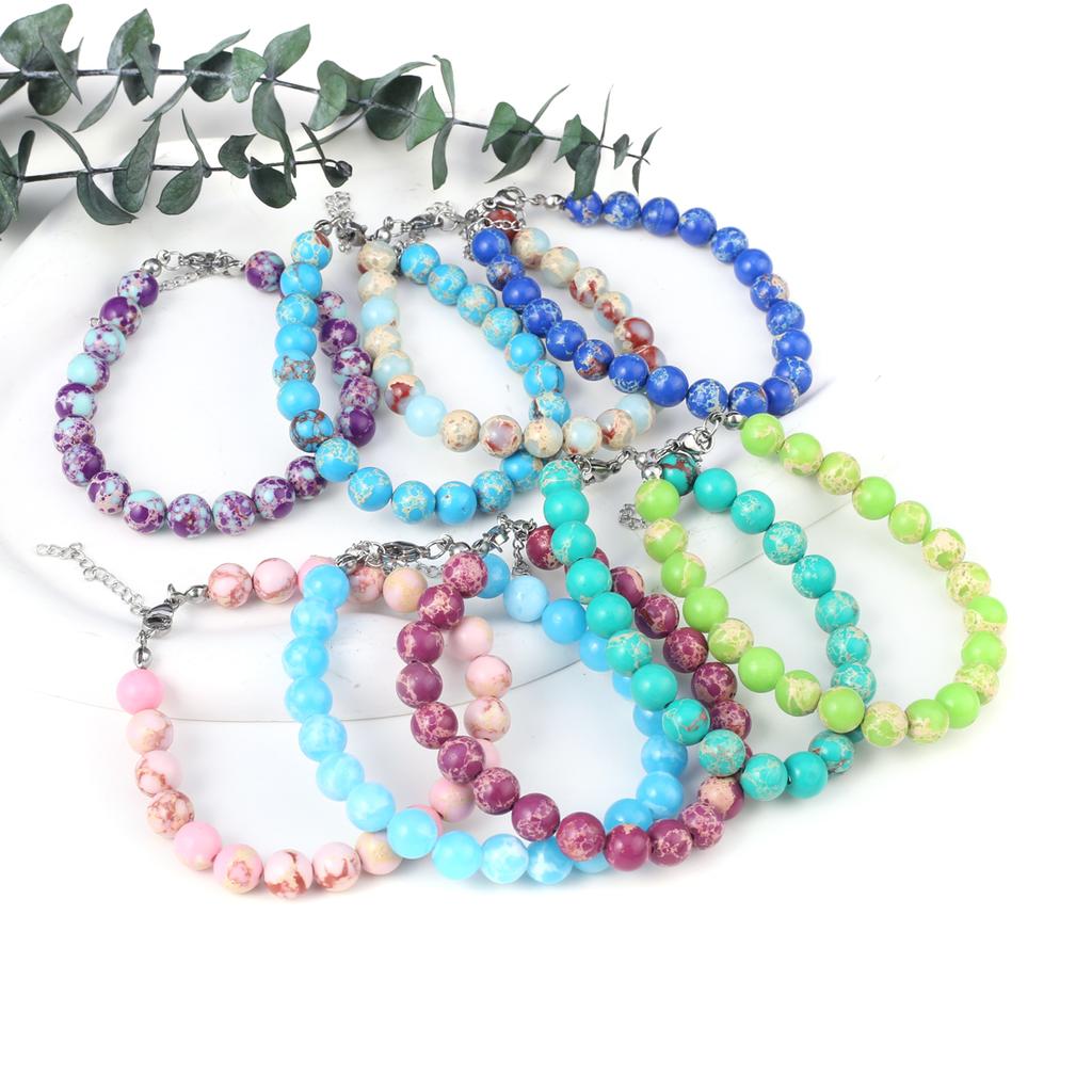 Новый стиль женский браслет натуральный камень императорский камень бусины 8X8 мм подвески для женщин романтический подарок на день рождения