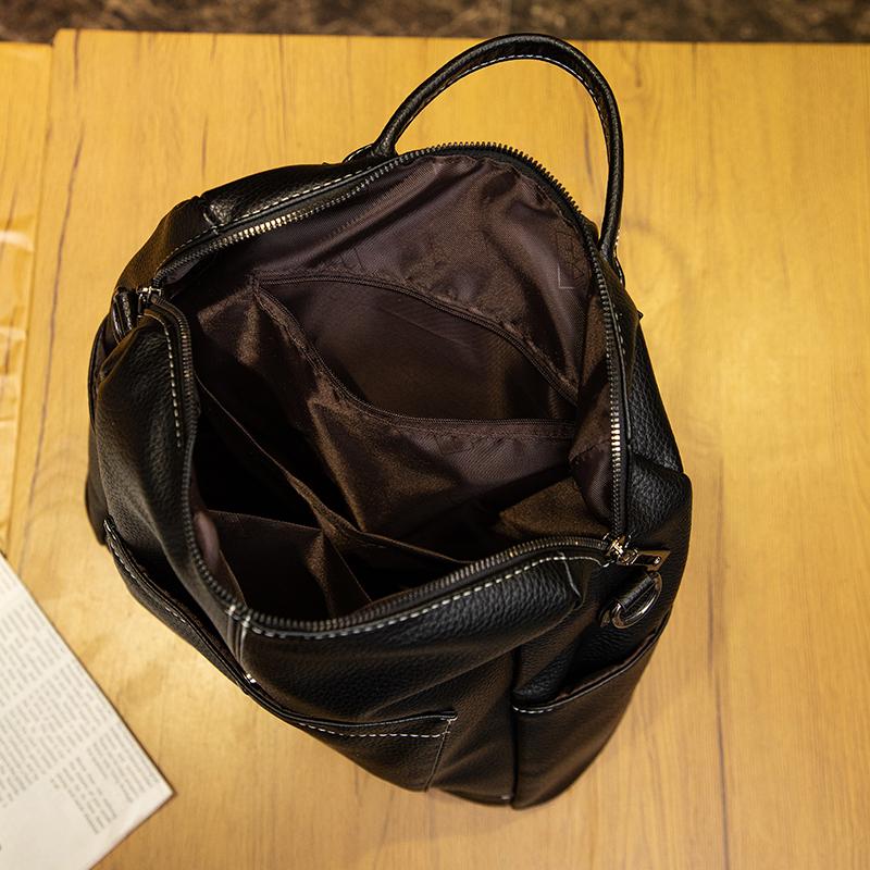Мягкий кожаный рюкзак, женская сумка двойного назначения, школьная сумка для студентов большой вместимости