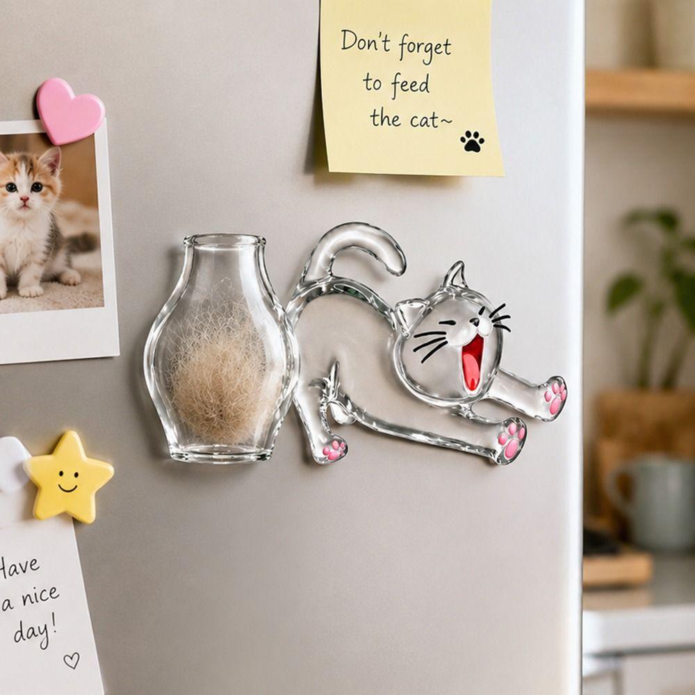 Transparent Cat Whiskers Collection Ornaments Pet Memorial Box Home Refrigerator Decor