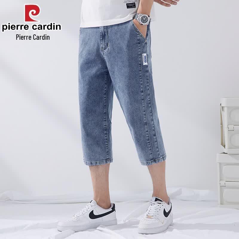 Pierre Cardin Men's Summer Thin Straight Loose 7-Point Denim Shorts