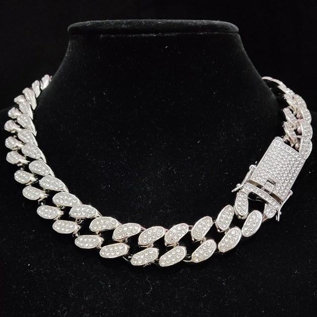 Iced Out Bling Bling Chain ожерелье высокого качества шириной 20 мм Miami Cuban Chain Hiphop ожерелья модные очаровательные ювелирные изделия