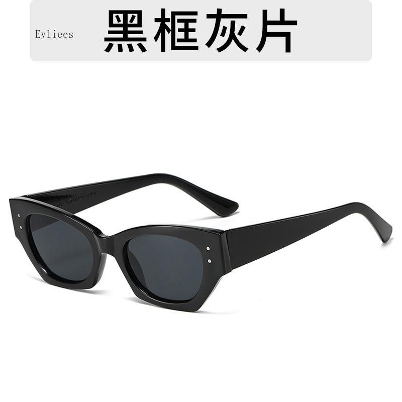 Винтажные маленькие солнцезащитные очки «Кошачий глаз» с заклепками для женщин, модные, роскошные, дизайнерские, полигональные, «Кошачий глаз», УФ400