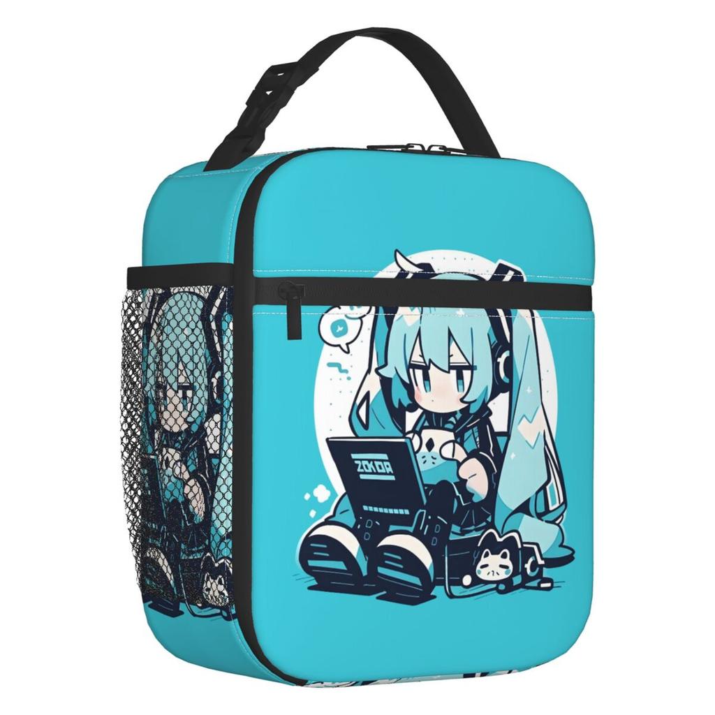 Custom Hatsunes Miku Thermal Insulated Lunch Bags Women Men Anime Manga Portable Lunch Tote for Outdoor Camping Storage Food Box