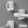 2pcs Punch Free Curtain Rod Holder Clamp Hooks Self Adhesive Clothes Rail Bracket 360 Rotation Triangle Ring Adjustable Hooks