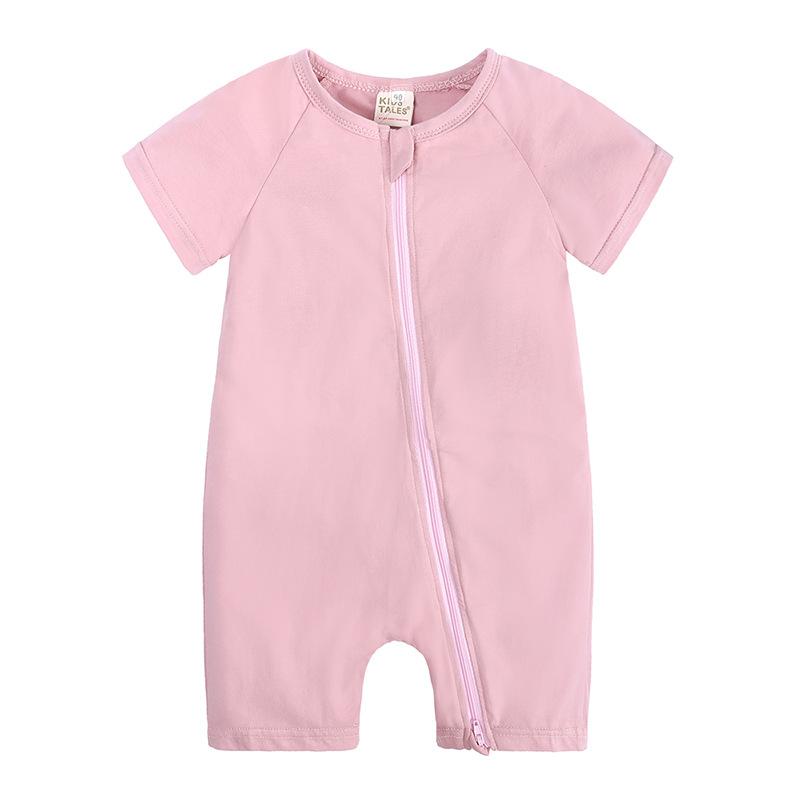 1Pieces Solid Color Breathbale Newborn Jumpsuit Summer Short Sleeve Cotton Baby Boy Girl Romper