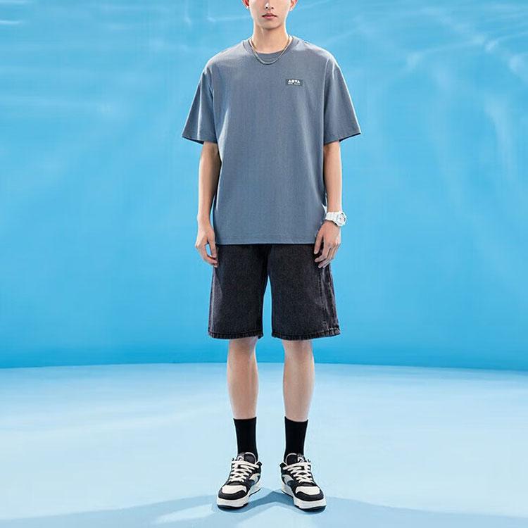 Anta Повседневная футболка с короткими рукавами Life Series с принтом на спине, топы унисекс, снежно-рок-серый 152328151-3