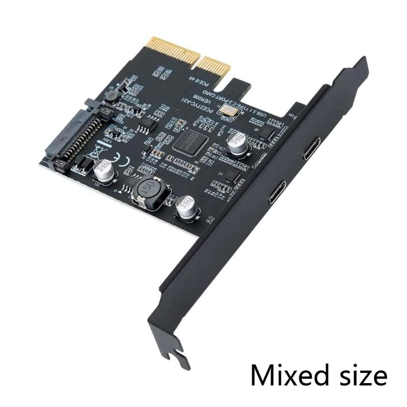 2-портовая карта PCI-E Type-C, адаптер PCI-Express 4X to USB 3.2 Gen, быстрая передача данных 10 Гбит/с