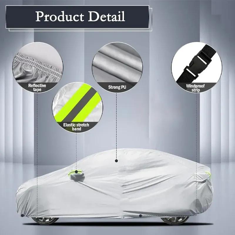 Outdoor Full Car Cover For TANK 700 Hi4-T with Reflective Strips Waterproof Snowproof Dustproof UV Protection Auto Accessories