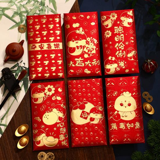 6 шт. Красных конвертов, китайский праздник весны, красный карманный конверт 2025 года Змеи, счастливые денежные конверты для лунного Нового года
