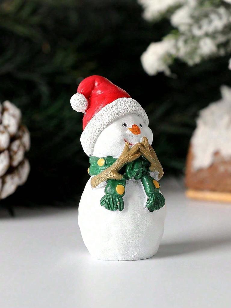 Mini Christmas Figurines Cute Snowman,Santa & Reindeer Design Desktop Ornaments Small Resin Decor for Xmas Tree, Home&Party Gift