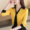Summer Ladies Fashionable Casual Tie Decorated Long Sleeve Business Shirt