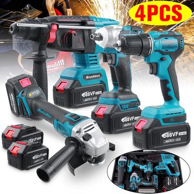 4 в 1, 588VF, 2000 об/мин, набор электрических инструментов, бесщеточный электрический ударный гайковерт/13 мм электрическая дрель/перфоратор/125 мм угловая шлифовальная машина