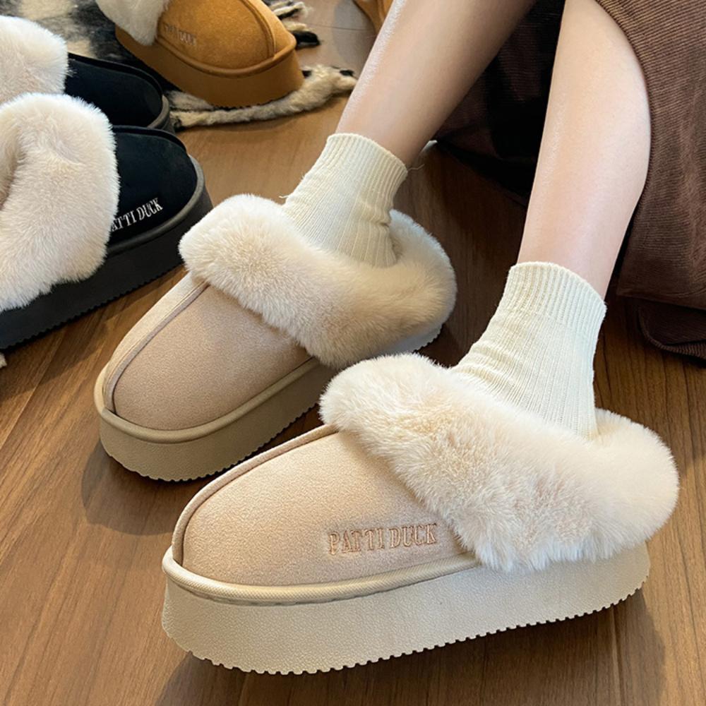 Хлопковые тапочки женские 2024 новые замшевые шерстяные тапочки на толстой подошве зимняя теплая домашняя одежда