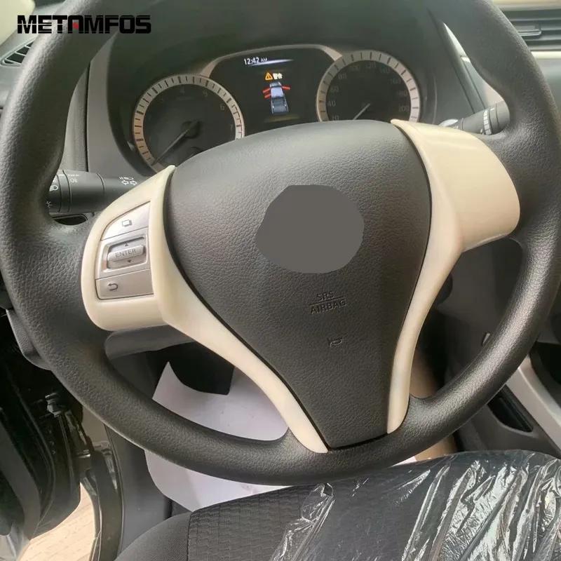 Steering Wheel Cover Molding Trim For Nissan Navara NP300 ST 2014-2018 Carbon Fiber Frame Sticker Accessories Car Styling