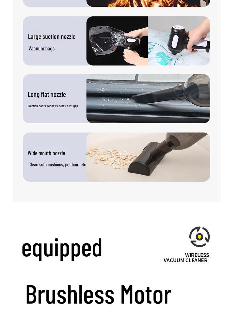 Compact Dual-Use Wireless Car Vacuum Cleaner with Super Suction and Blowing Function for Home and Car