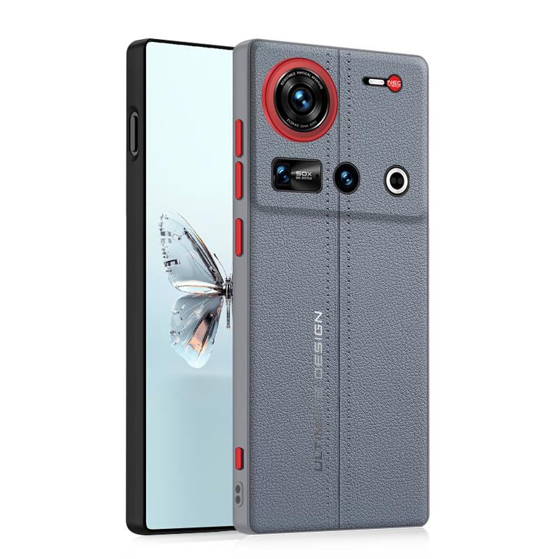 Чехол для ZTE Nubia Z70 Z70S Ultra, Индивидуальные Металлические Кнопки, Матовая Текстурированная Кожа, Хороший Хват, Модный Мягкий ТПУ Чехол