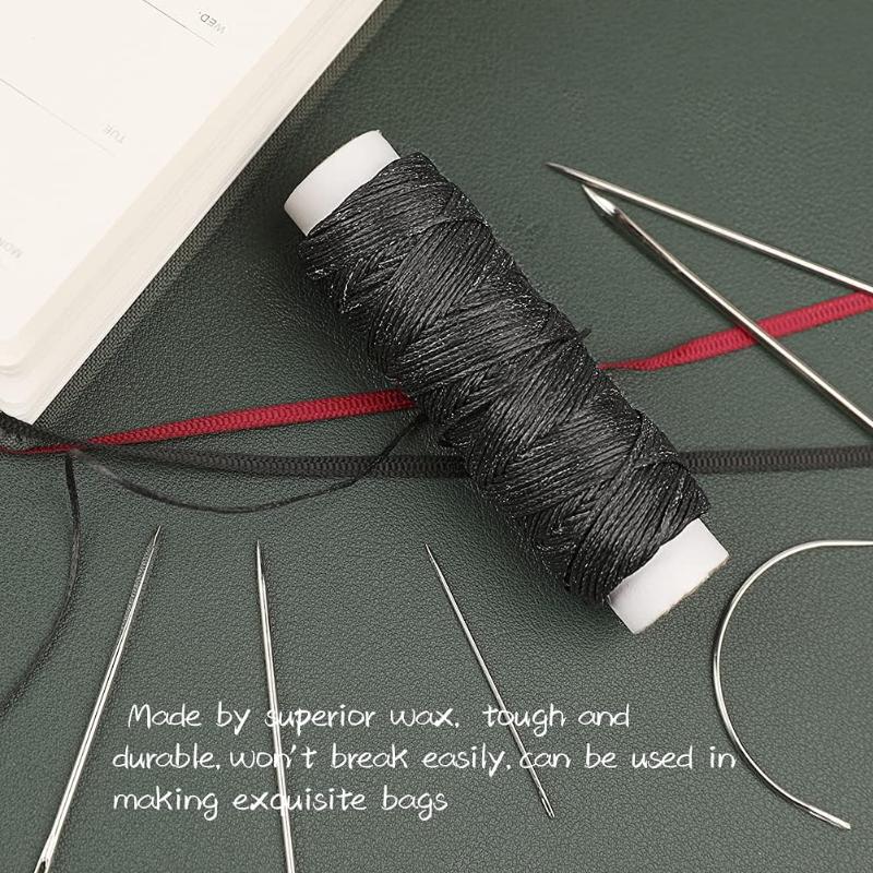 32 ярда вощеной нити и иглы для ремонта кожи для домашней обивки, ковров, холста, ремонта и шитья (черный)