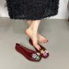 Transparent Crystal Jelly Sandals Hollow Out Slippers Korean Style Flat Shoes Women's Square Toe Shallow Slip On Ballet Loafers