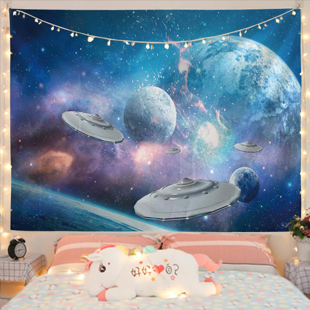 Таинственный гобелен с космическим кораблем, подвесной экзопланет, общежитие, Звезда Вселенной, спальня, гостиная, домашний декор