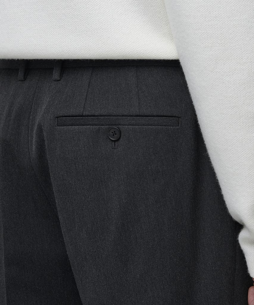 MUSINSA STANDARD Heavyweight Fleece-Lined Tapered Hidden Elastic Waist Length Slacks [Charcoal Gray]