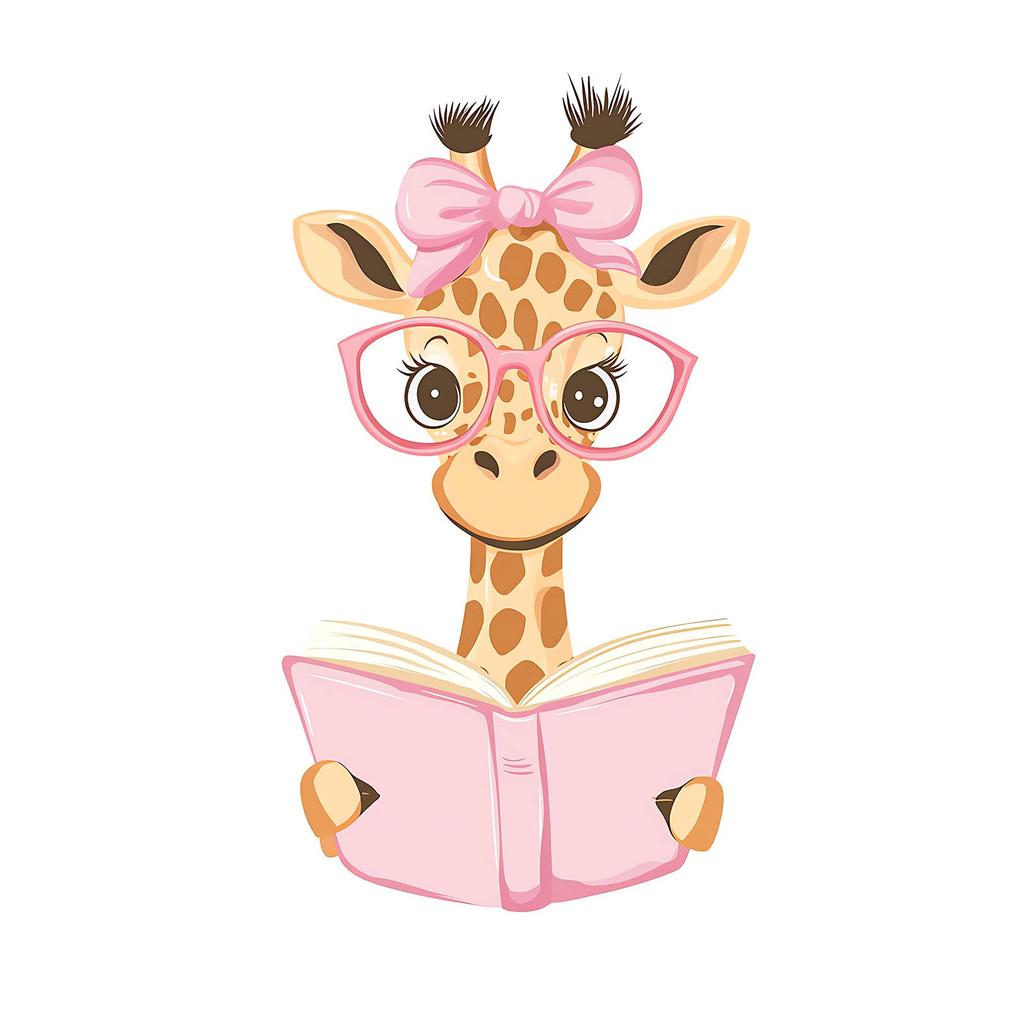 Plakat Uśmiechnięta Żyrafa W Różowych Okularach Plakat Uśmiechnięta Żyrafa W Różowych Okularach, 40X50 Cm, Bez Ramy, Papier Matowy 230 Gsm