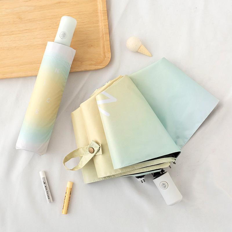 Gradient Automatic Folding Umbrella For Children And Students Dual-Use Vinyl Sunscreen And Wind-Resistant Parasol Sun Umbrella