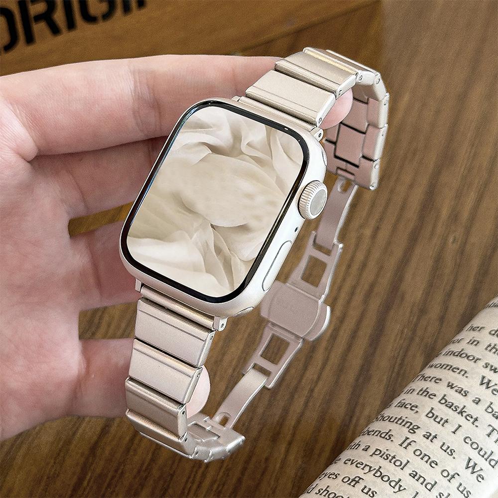 Ремешок из нержавеющей стали для Apple Watch Ultra 2 49 мм 46 мм 42 мм 44 мм 45 мм 41 мм 40 мм 38 мм Женский браслет Iwatch 10 8 9 7 6 5 Se Ремешок