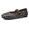 Роскошные балетки в сеточку со стразами и кристаллами, женские фирменные дизайнерские туфли Мэри Джейн с заклепками и гвоздиками, летние женские мокасины с вырезами