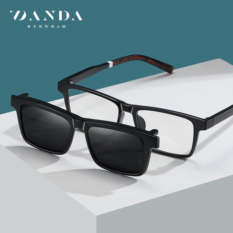 CG7703Super Light TR90Magnetic polarized prescription glasses for men and women, square frame sunglasses for drivers