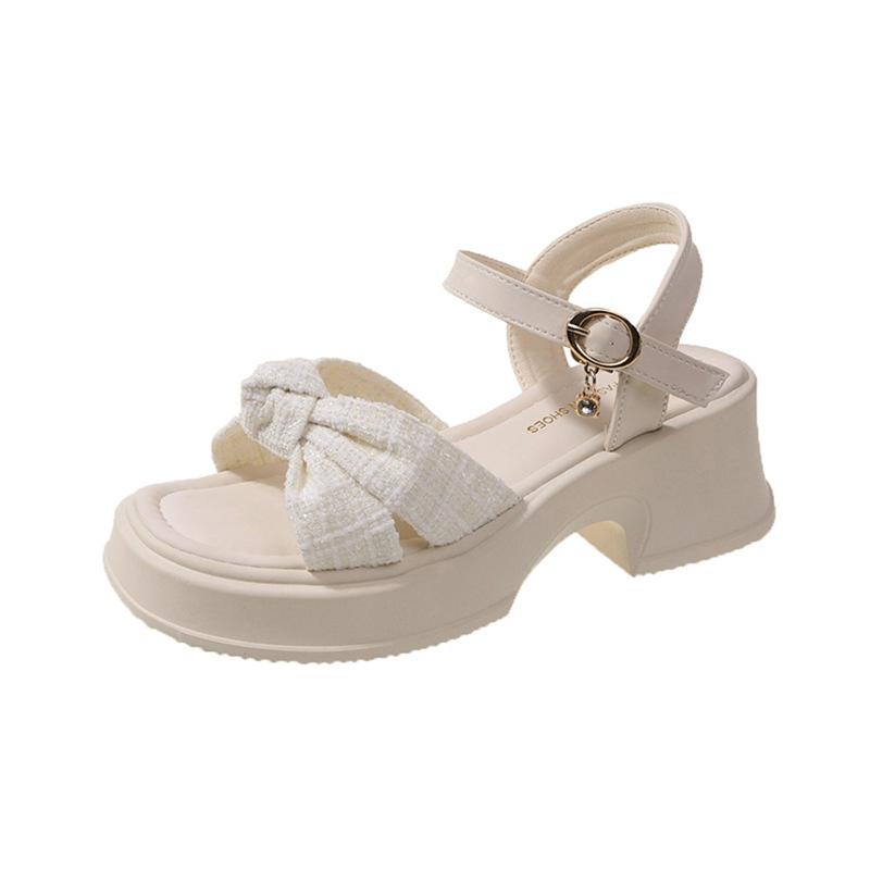 Одно слово с сандалиями женская летняя мода квадратный носок толстый каблук толстая подошва универсальные не устают ноги танкетка женская обувь новый год