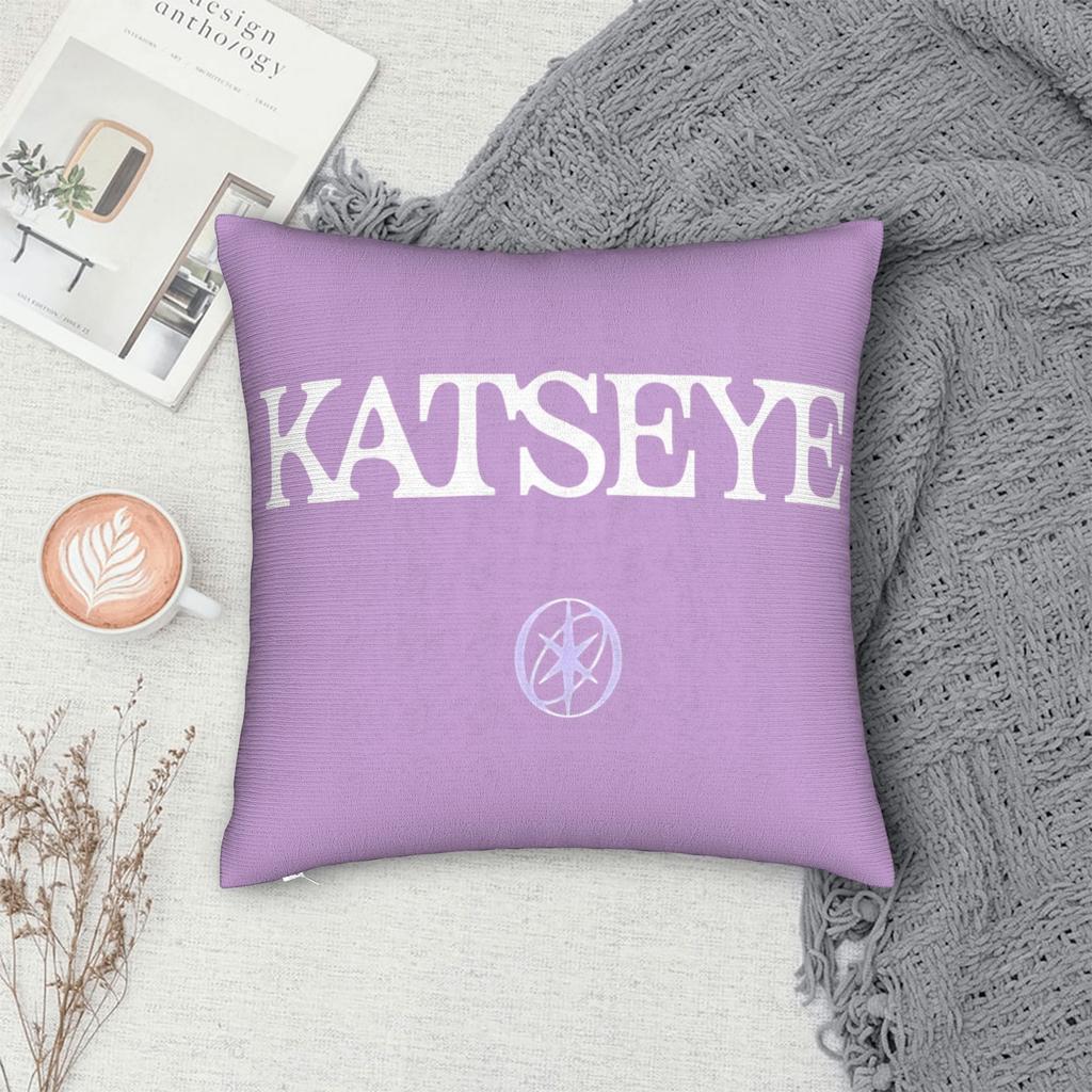 Korean Katseye Logo Girl Group Square Pillow Cases Cushion Cover Funny Zipper Decorative Pillowcover For Home 18"X18"