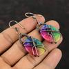 Радужные солнечные кварцевые серьги-друзы, серьги из медной проволоки, серьги ручной работы, ювелирные изделия из медной проволоки, серьги из натурального драгоценного камня, подарок для мамы