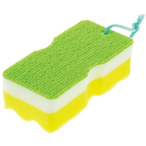 Ohe Bath Sponge, Approximately 16.2cm x 8.2cm x 5.5cm, Green, Bath Bright, for Cleansing and Stain Removal, Antibacterial, Made in Japan