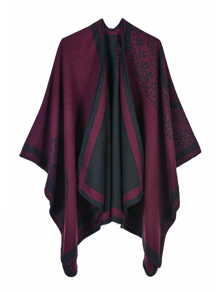 Этническая женская шаль пончо из искусственного кашемира с цветными блоками, жаккардовая драпировка в этническом стиле, длинная негабаритная драпировка