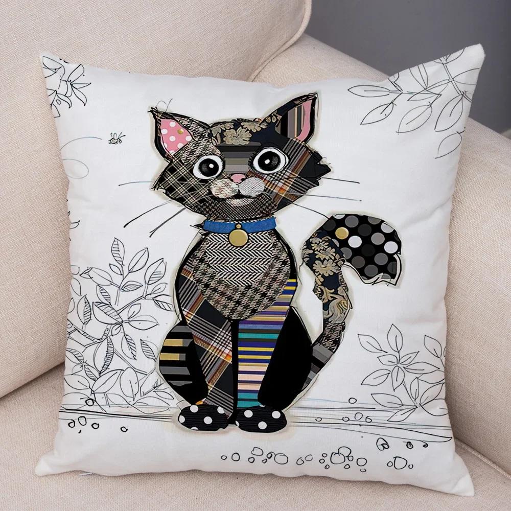 Cute Cartoon Animal Patterns Throw Pillow Cover With Short Plush Print Living Room Sofa Decoration Cushion Cover Pillow Covers
