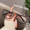 Large Frame Rectangular Flat Light Glasses Interlocking Chain Eyeglass Legs Anti Blue Light Non Prescription Glasses