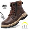 Men Work Boots Puncture-Proof  Waterproof Work Shoes Steel Toe Safety Boots Industrial Indestructible Boots Side Zipper Shoes