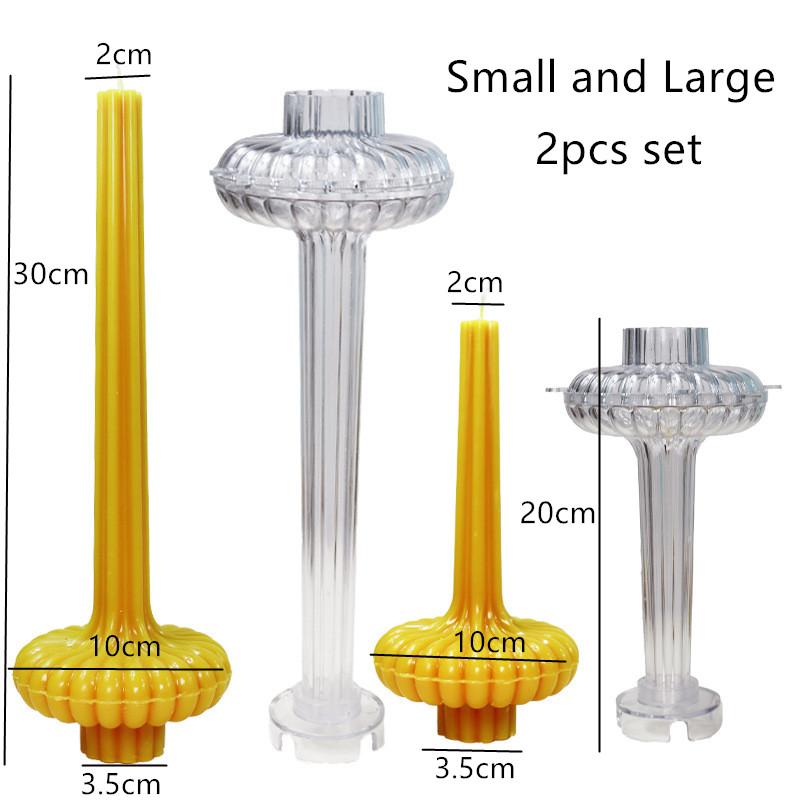 DIY Aesthetic Ribbed Pillar Candle Mold for Making Wedding Tall Striped Taper Soy Wax Sculptural Column Acrylic Plastic Mould
