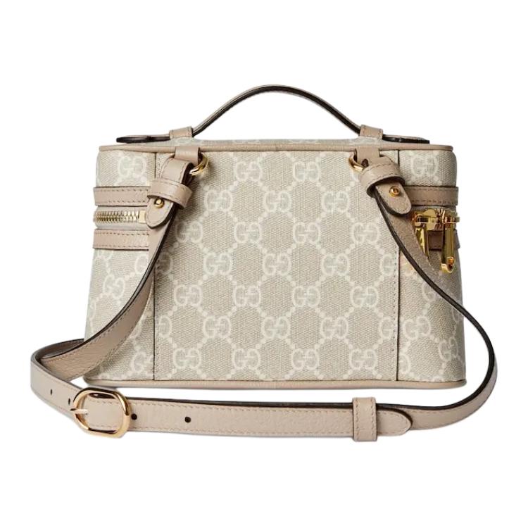 Gucci Ophidia Iconic Double G Design Striped Web Elements Canvas Box Bag Women Handbags Beige White 816357-2ZGMN-9643