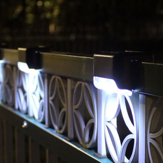 4 шт., светодиодный светильник на солнечной энергии, лестничный светильник, уличный садовый забор, пейзажный настенный светильник