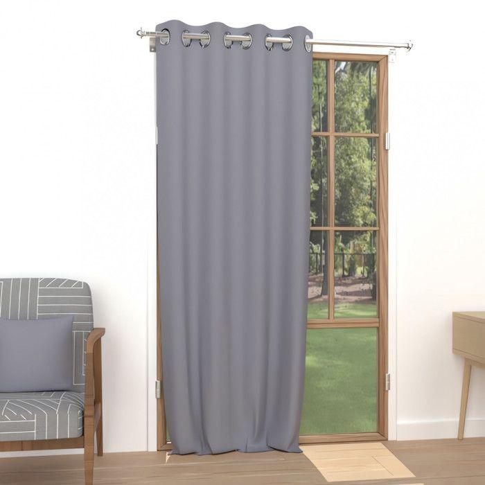 Plain, Wrinkle-free Eyelet Curtain 135x250 Cm ALIX Grey, by Soleil D'ocre